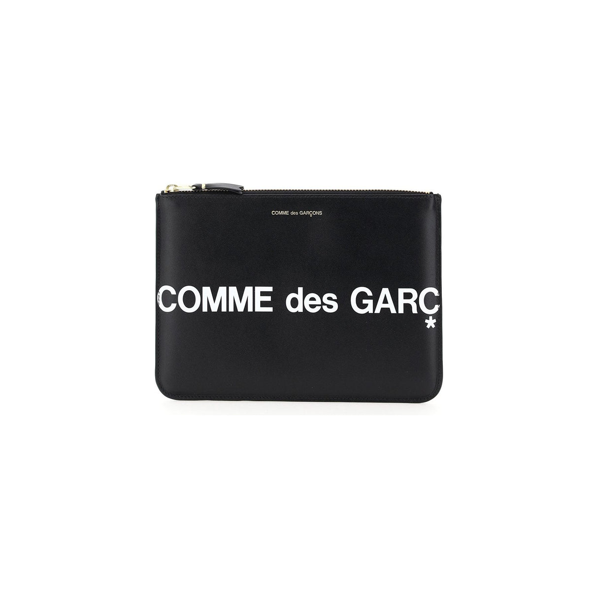 COMME DES GARCONS WALLET-Leather Logo Print Pouch -JOHN JULIA.