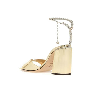 Metallic Leather Saeda 85 Block Heel Sandals.