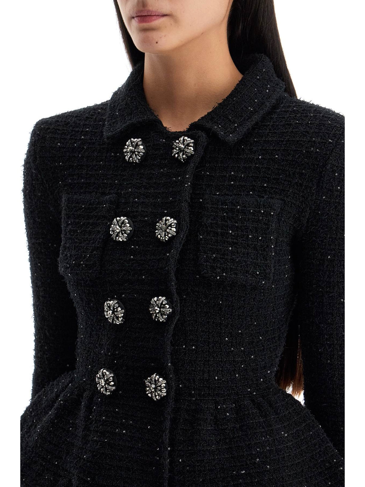 Textured Knit Peplum Jacket-Self-Portrait-JOHN JULIA