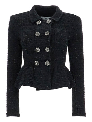 Textured Knit Peplum Jacket-Self-Portrait-JOHN JULIA