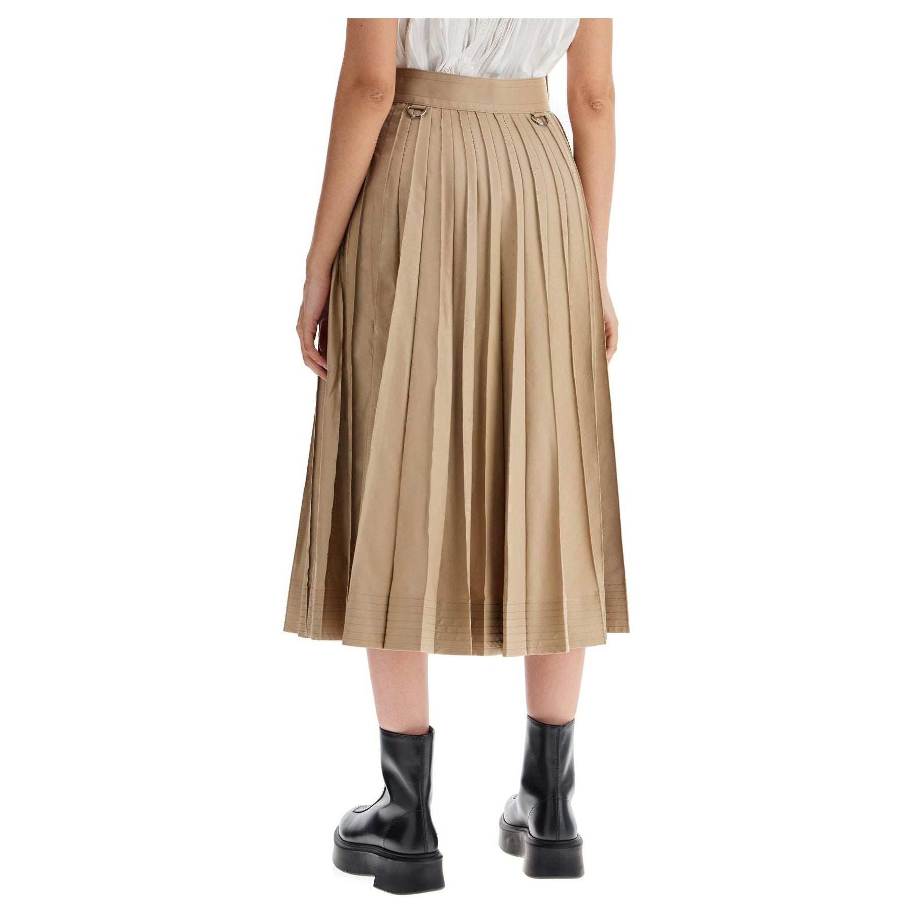Pleated Cotton Gabardine Skirt