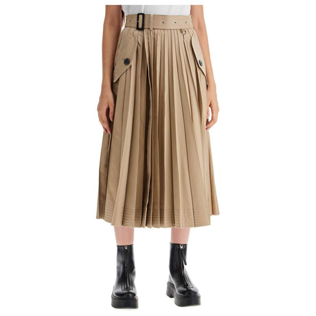 Pleated Midi Skirt In Gab