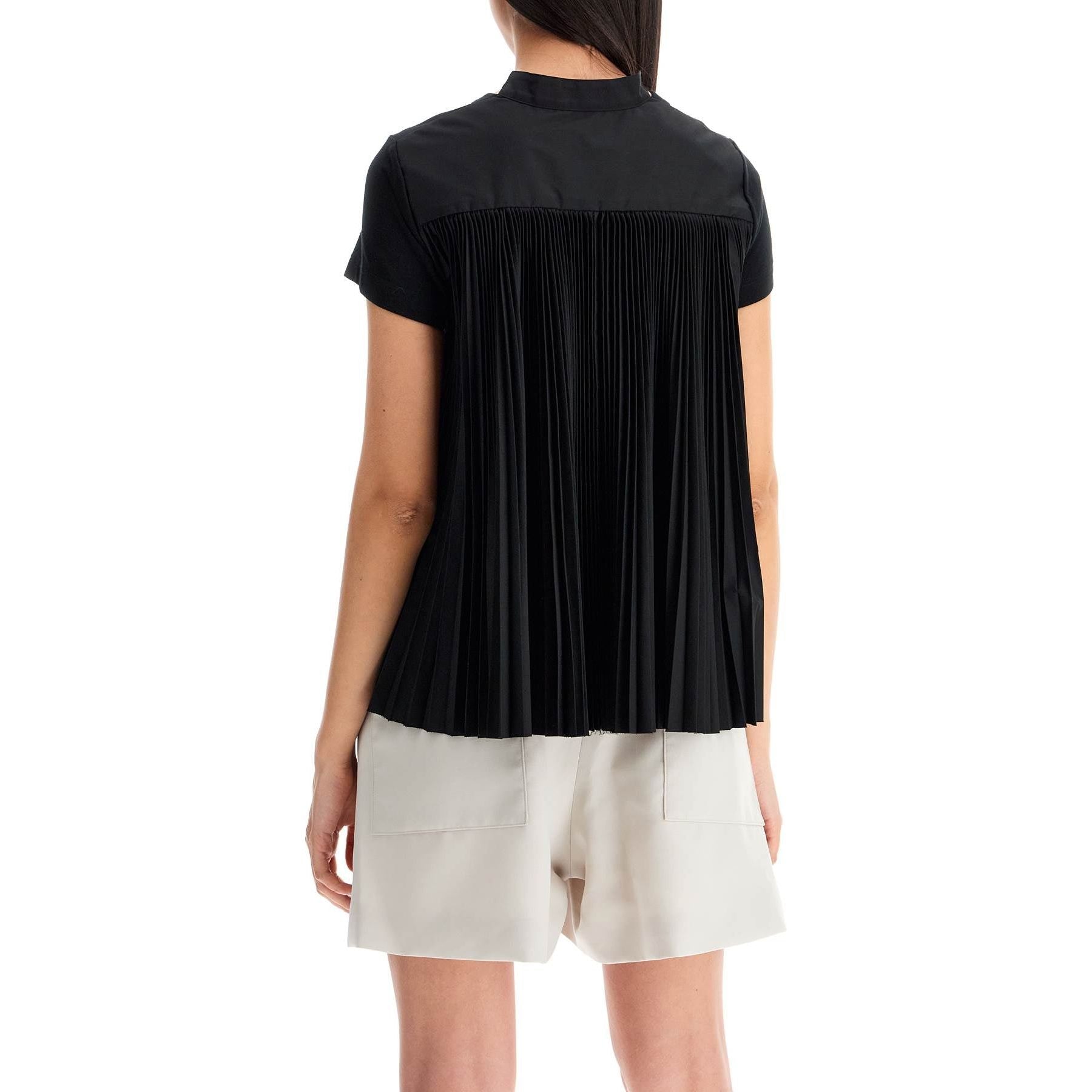 Pleated Back Cotton T-Shirt