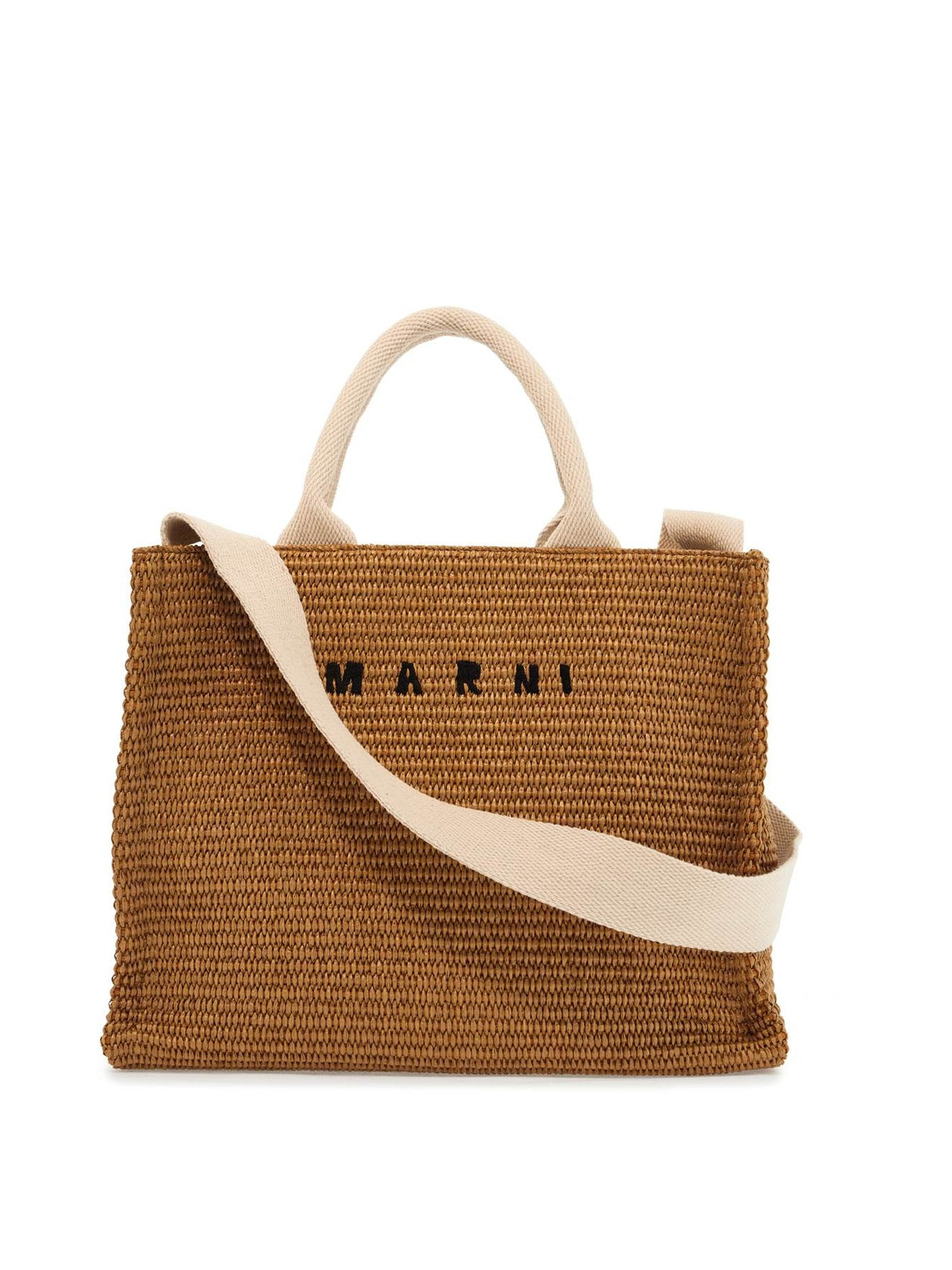 Raffia-Effect Canvas Tote Bag-Marni-JOHN JULIA