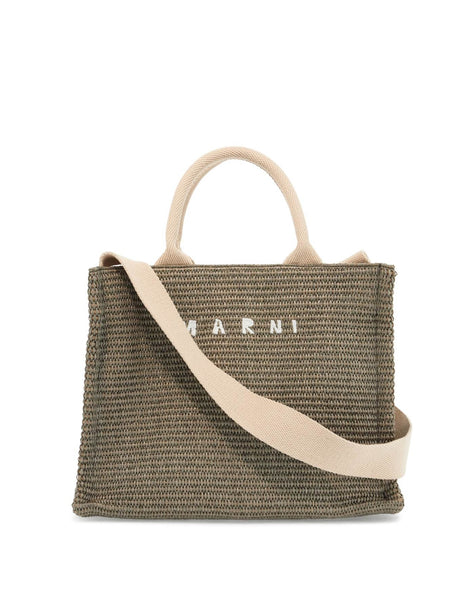 Raffia-Effect Canvas Tote Bag-Marni-JOHN JULIA