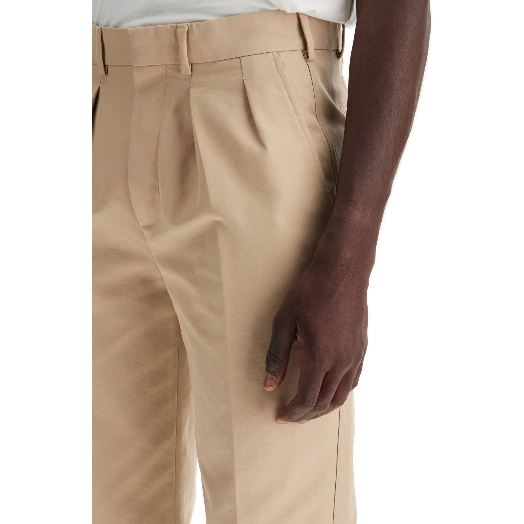 Cotton Satin Semi-Tailored Pants