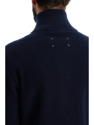 Zip-Up Ribbed Wool Sweater-Maison Margiela-JOHN JULIA