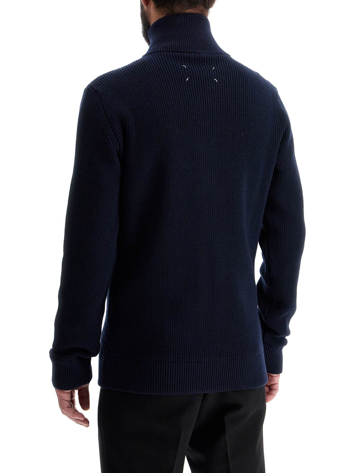 Zip-Up Ribbed Wool Sweater-Maison Margiela-JOHN JULIA