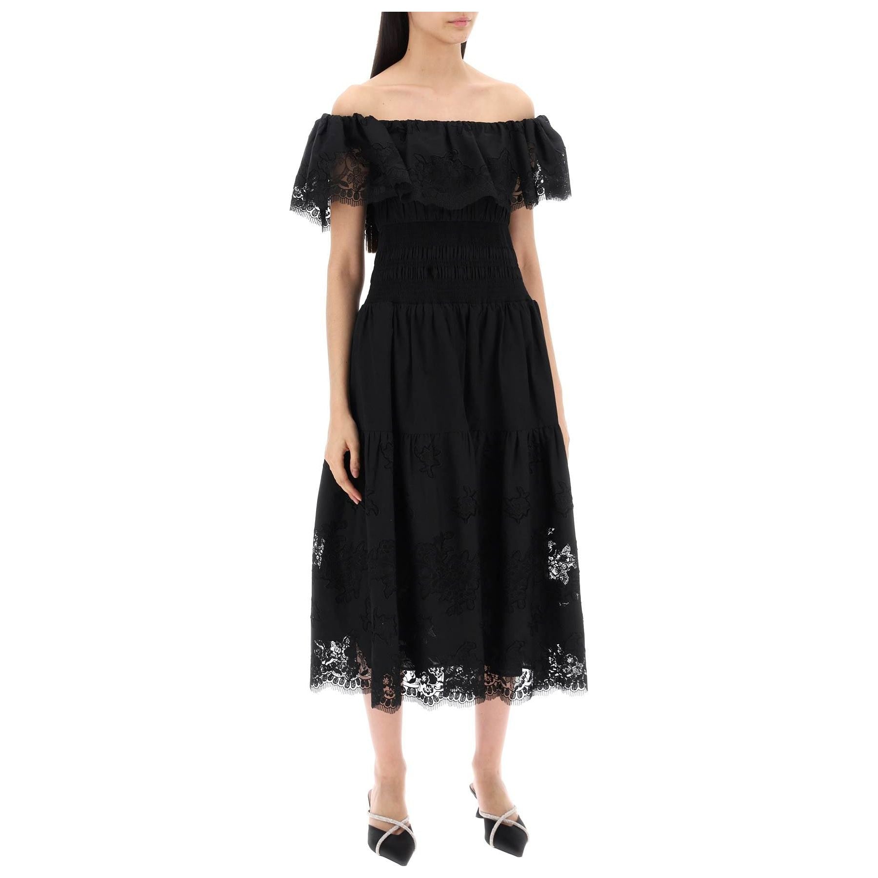 Cotton Off-The-Shoulder Cotton Midi Dress