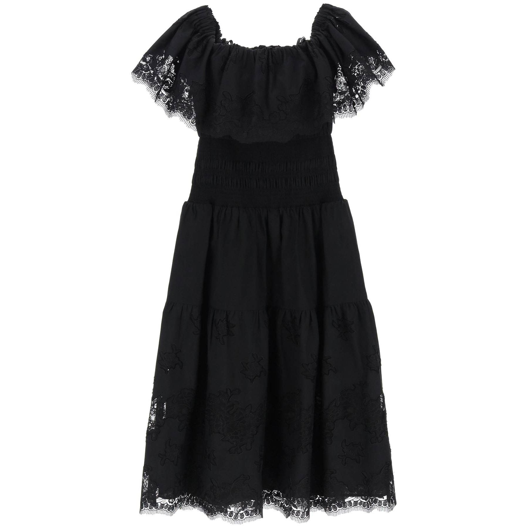 Cotton Off-The-Shoulder Cotton Midi Dress