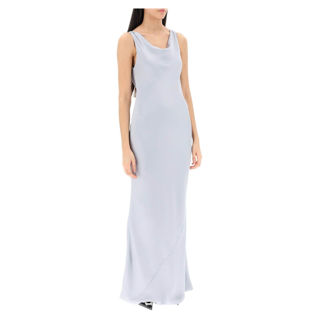 Satin Drape Neck Gown