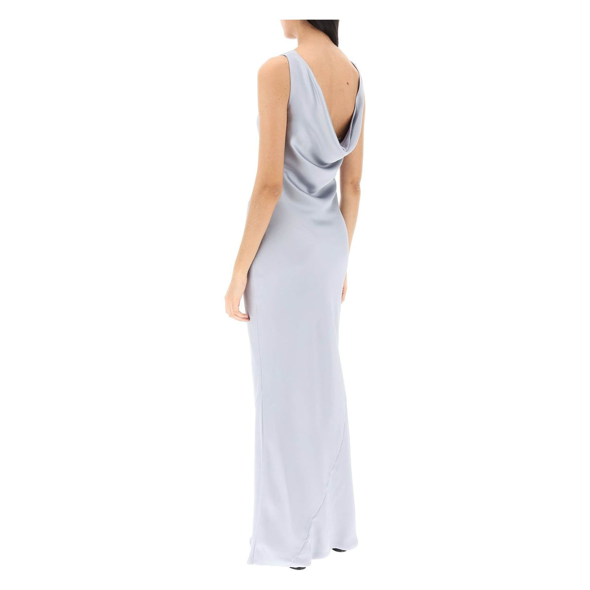 Satin Drape Neck Gown