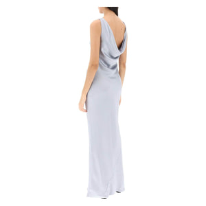 Satin Drape Neck Gown