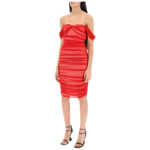 Techno Mesh Draped Dress