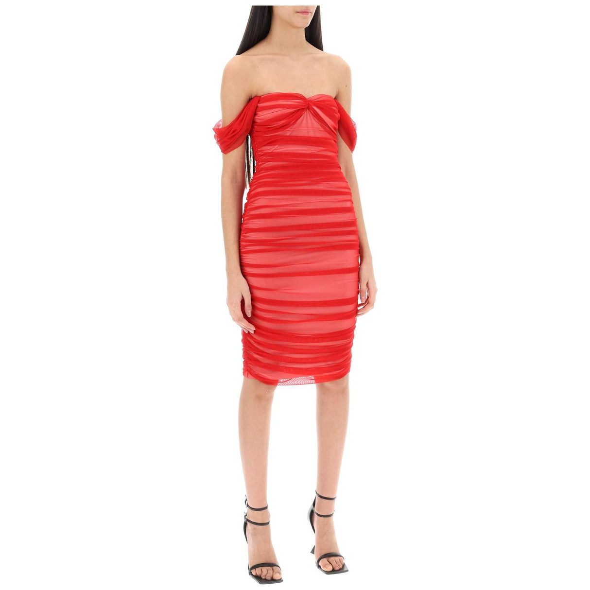 Techno Mesh Draped Dress