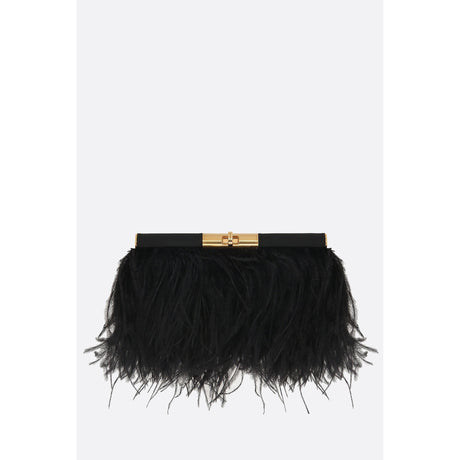 Satin Shoulder Bag With Feathers-DOLCE & GABBANA-JOHN JULIA