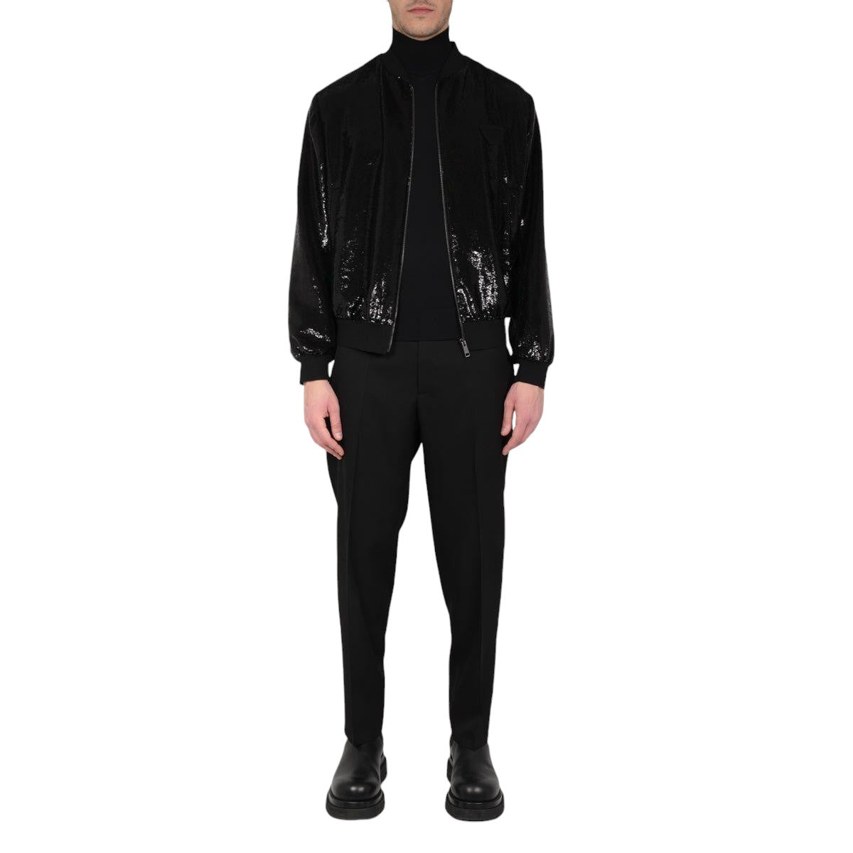 Sequinned Fabric Bomber Jacket-PRADA-JOHN JULIA