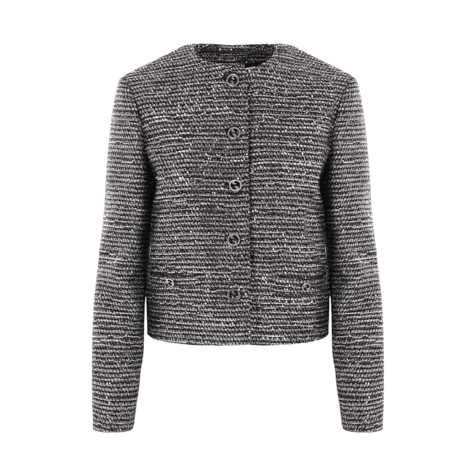 Sequinned Lurex Tweed Jacket-GUCCI-JOHN JULIA