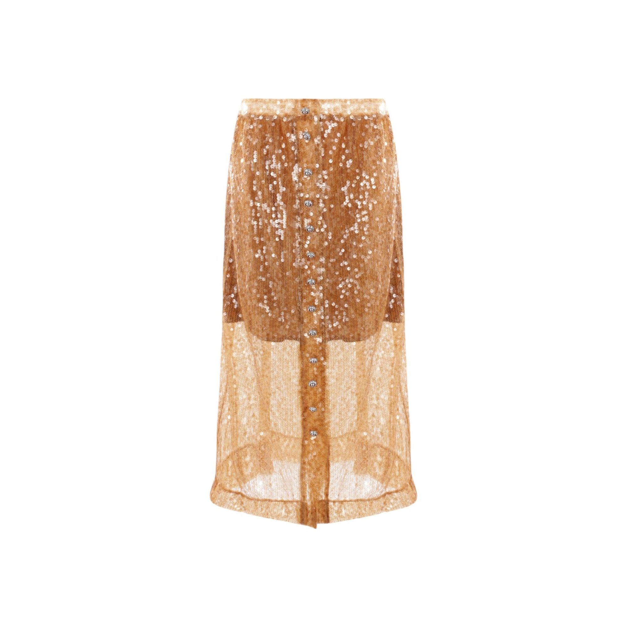 Sequinned Mesh Midi Skirt-RABANNE-JOHN JULIA