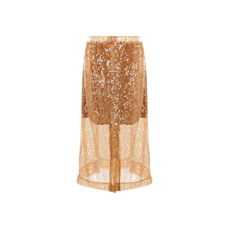 Sequinned Mesh Midi Skirt-RABANNE-JOHN JULIA