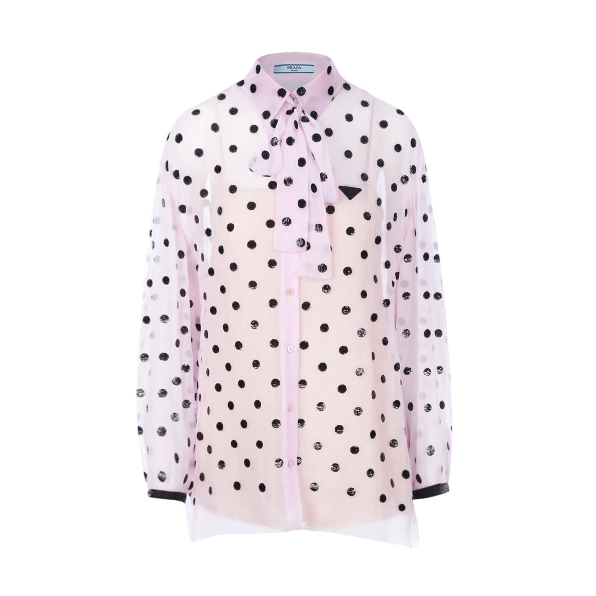 Sequinned Polka Dot Chiffon Shirt-PRADA-JOHN JULIA