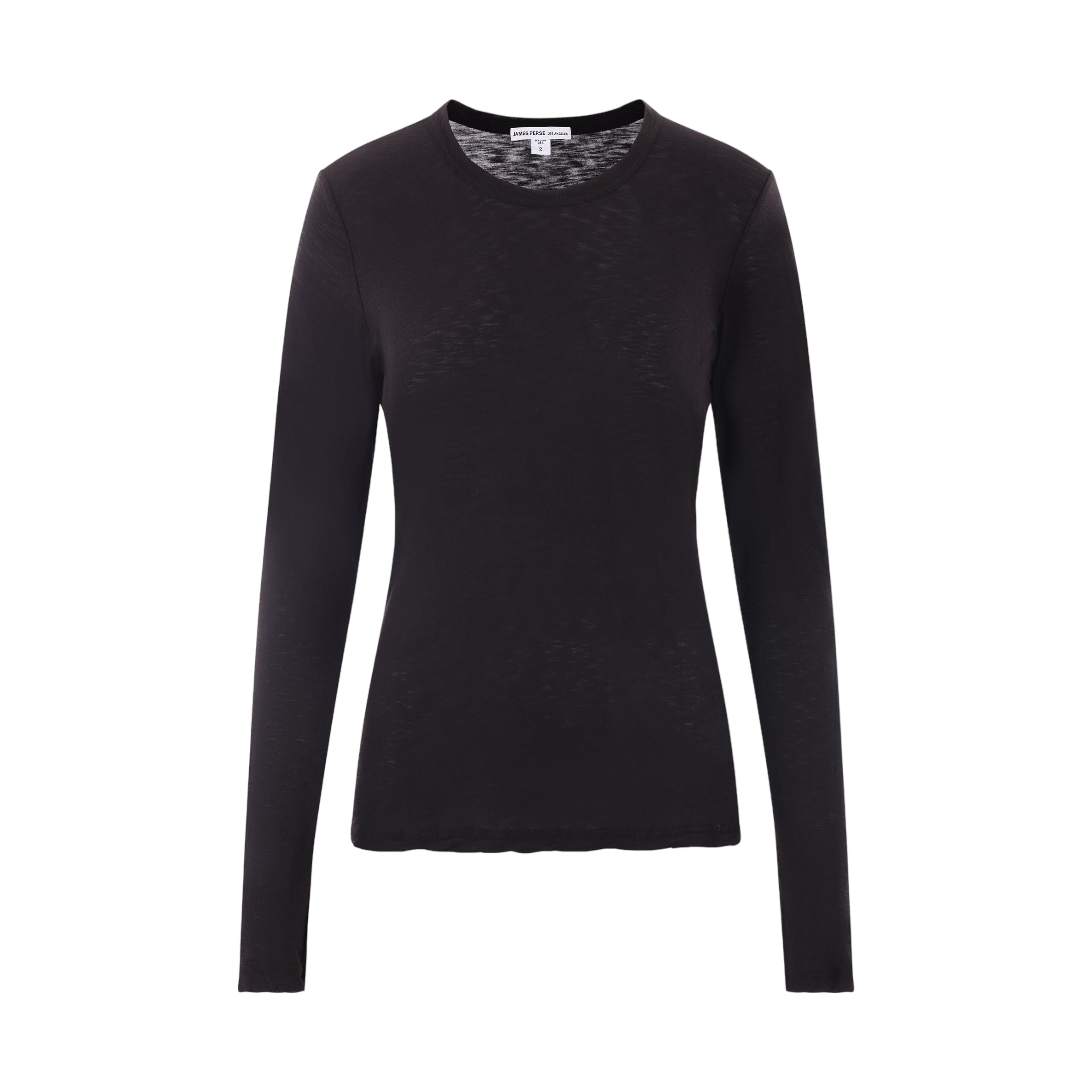 Sheer Slub Cotton Long-sleeved T-shirt-JAMES PERSE-JOHN JULIA