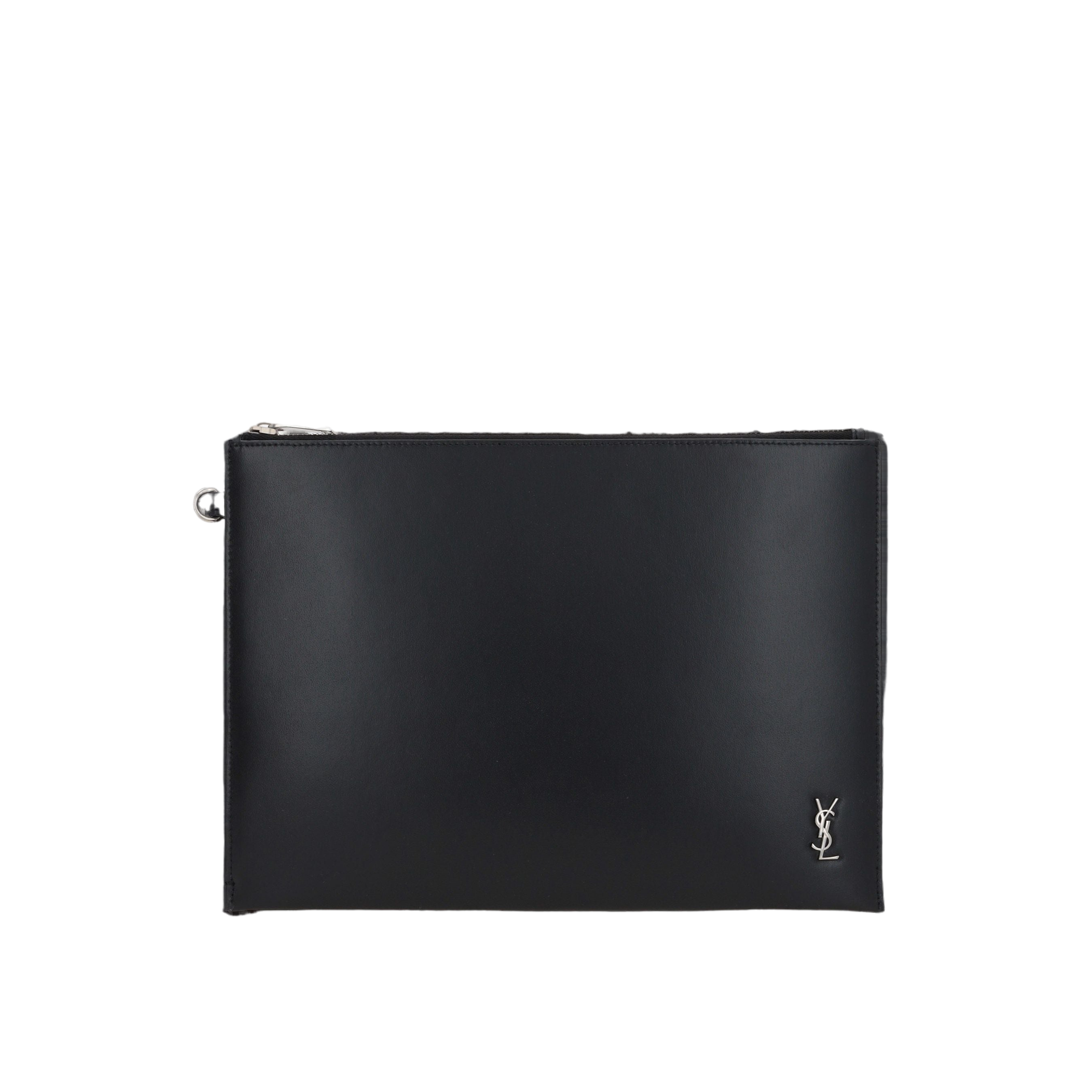 Shiny Leather Cassandre Tiny Clutch-SAINT LAURENT-JOHN JULIA