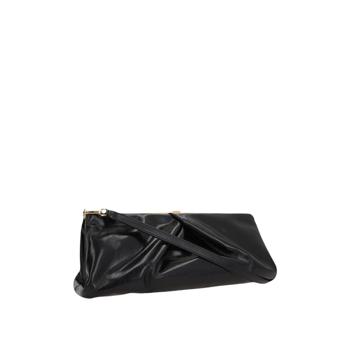 Shiny Leather Draped Clutch-DRIES VAN NOTEN-JOHN JULIA