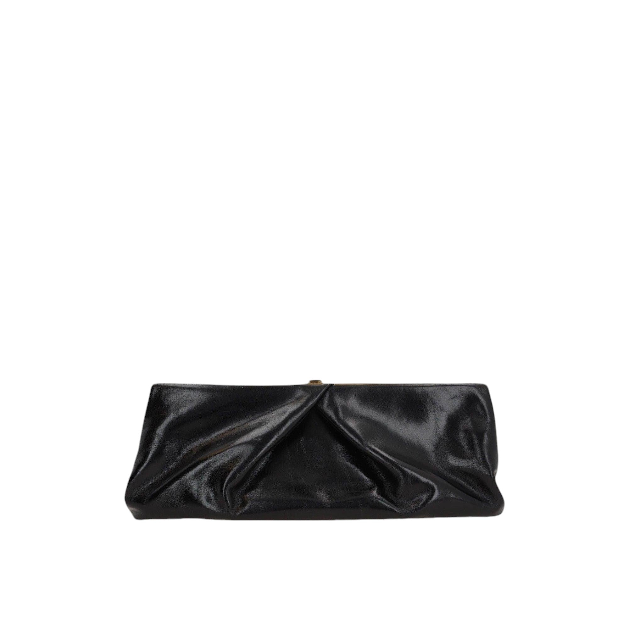 Shiny Leather Draped Clutch-DRIES VAN NOTEN-JOHN JULIA