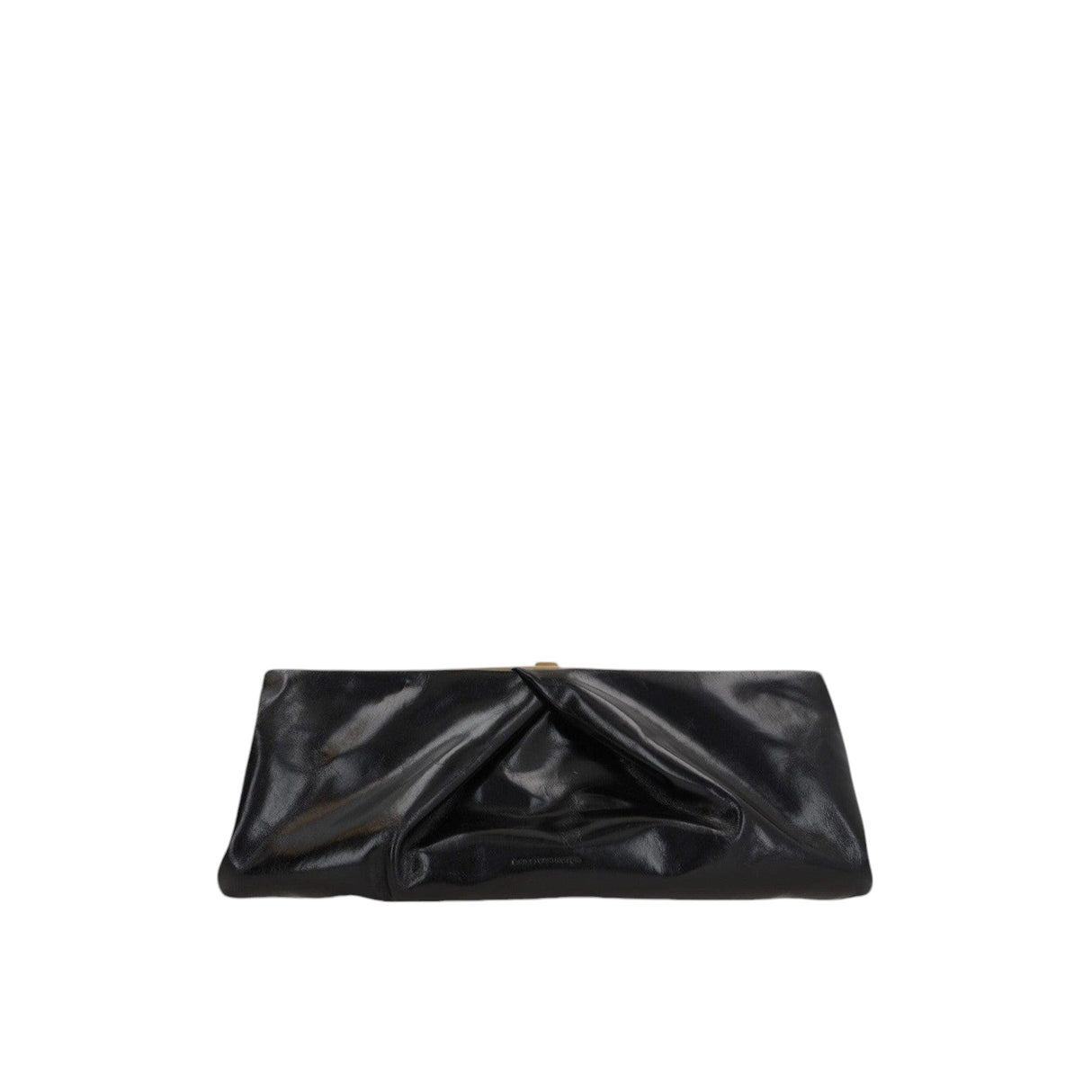 Shiny Leather Draped Clutch-DRIES VAN NOTEN-JOHN JULIA