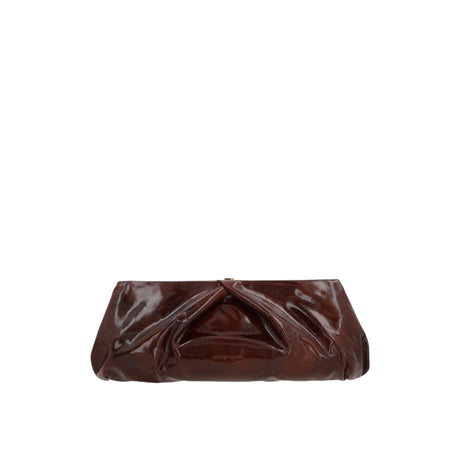 Shiny Leather Draped Clutch-DRIES VAN NOTEN-JOHN JULIA