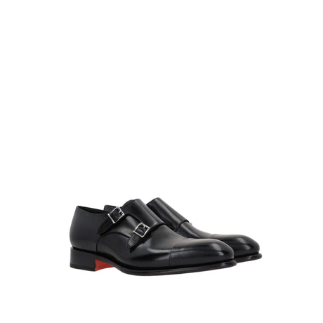 Shiny Leather Monk-strap Shoes-SANTONI-JOHN JULIA