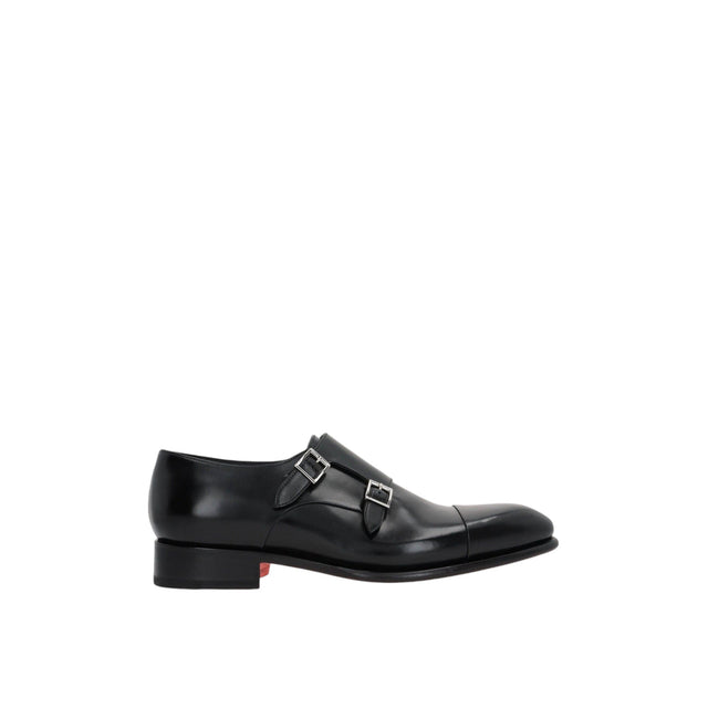 Shiny Leather Monk-strap Shoes-SANTONI-JOHN JULIA