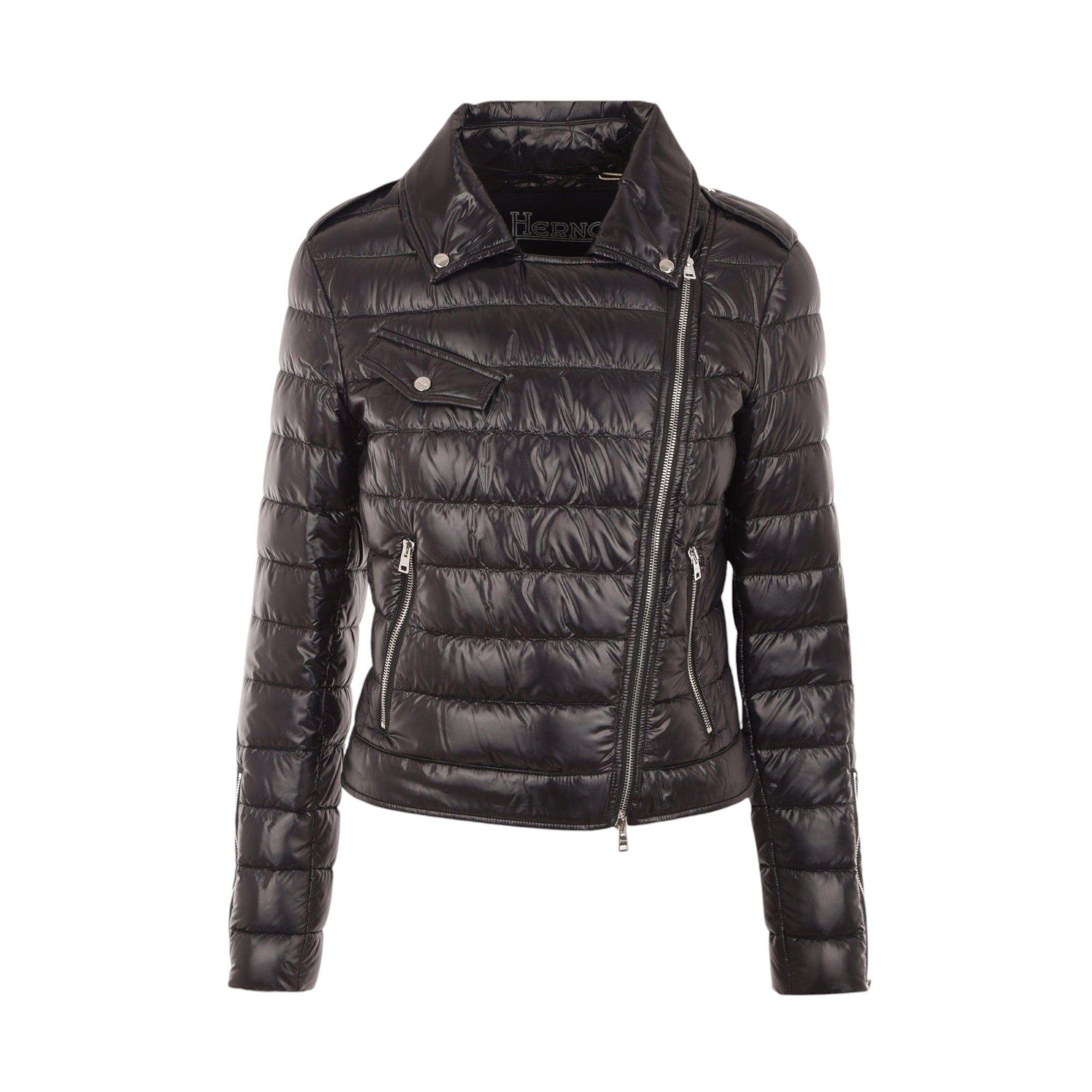 Shiny Nylon Biker Down Jacket-HERNO-JOHN JULIA