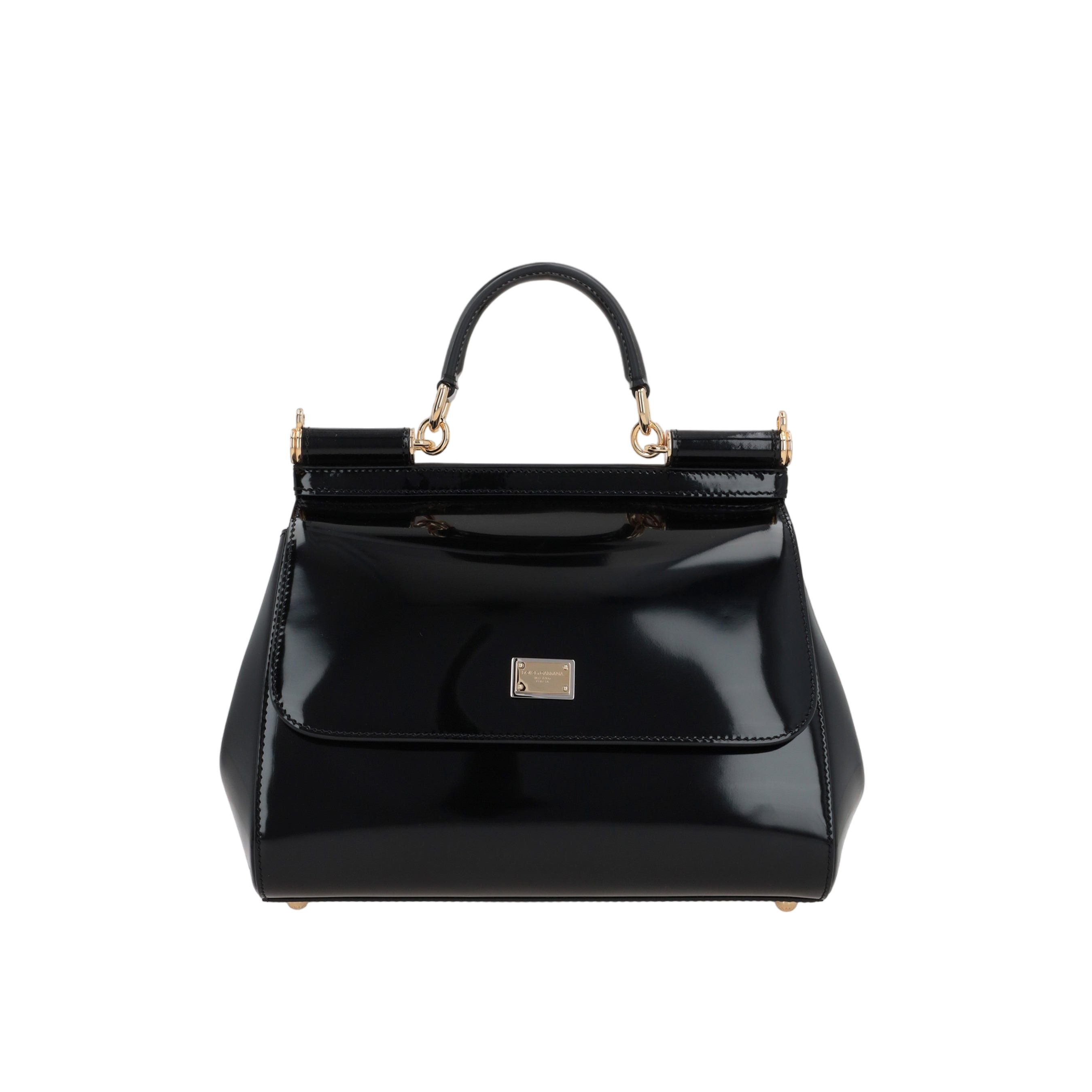 Sicily Large Patent Leather Top Handle Bag-DOLCE & GABBANA-JOHN JULIA