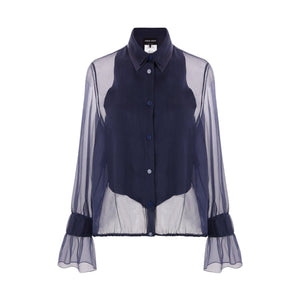 Silk Organza Bib Shirt-GIORGIO ARMANI-JOHN JULIA