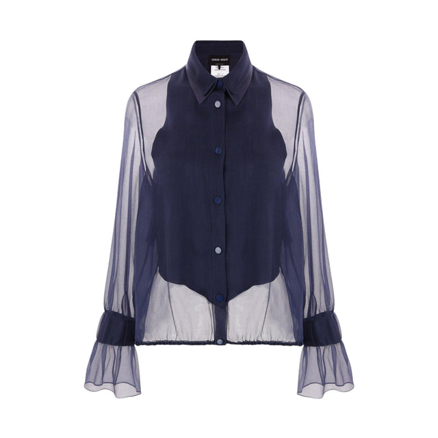 Silk Organza Bib Shirt-GIORGIO ARMANI-JOHN JULIA