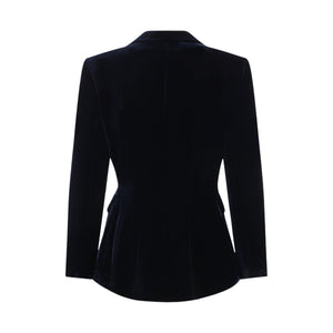 Single-Breasted Velvet Jacket-GIORGIO ARMANI-JOHN JULIA