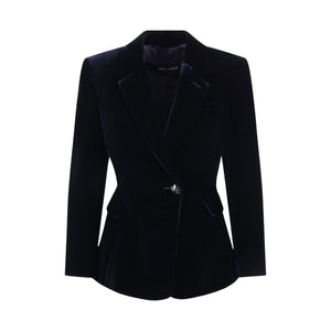 Single-Breasted Velvet Jacket-GIORGIO ARMANI-JOHN JULIA