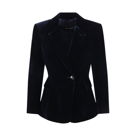 Single-Breasted Velvet Jacket-GIORGIO ARMANI-JOHN JULIA