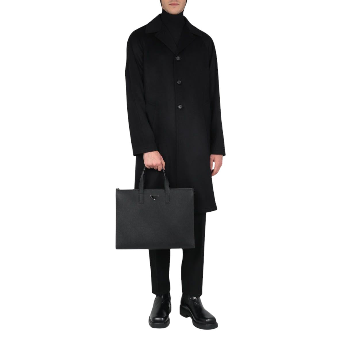 Single-breasted Cashmere Coat-PRADA-JOHN JULIA