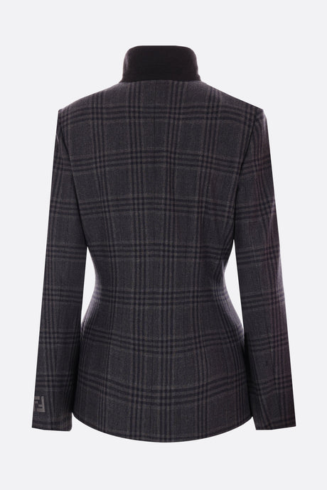 Single-breasted Check Wool Jacket-FENDI-JOHN JULIA