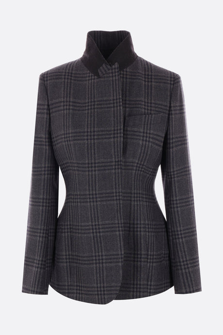 Single-breasted Check Wool Jacket-FENDI-JOHN JULIA