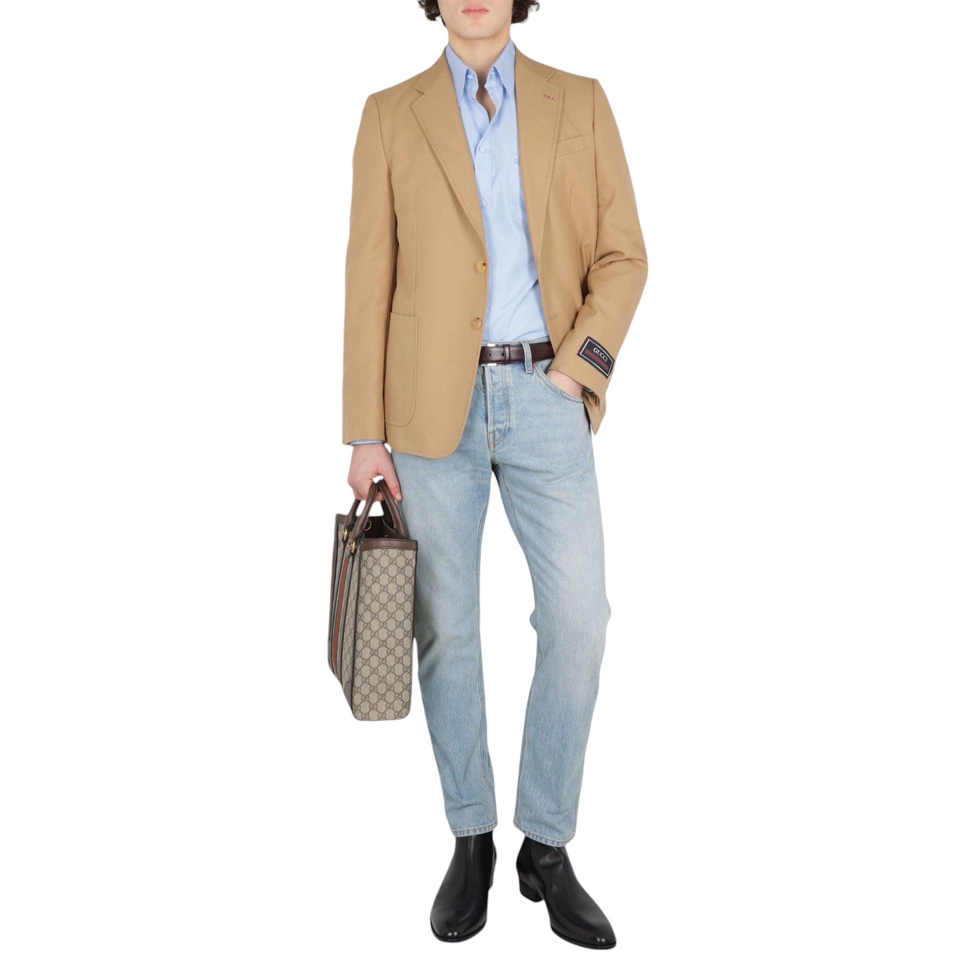 Single-breasted Cotton Gabardine Jacket-GUCCI-JOHN JULIA