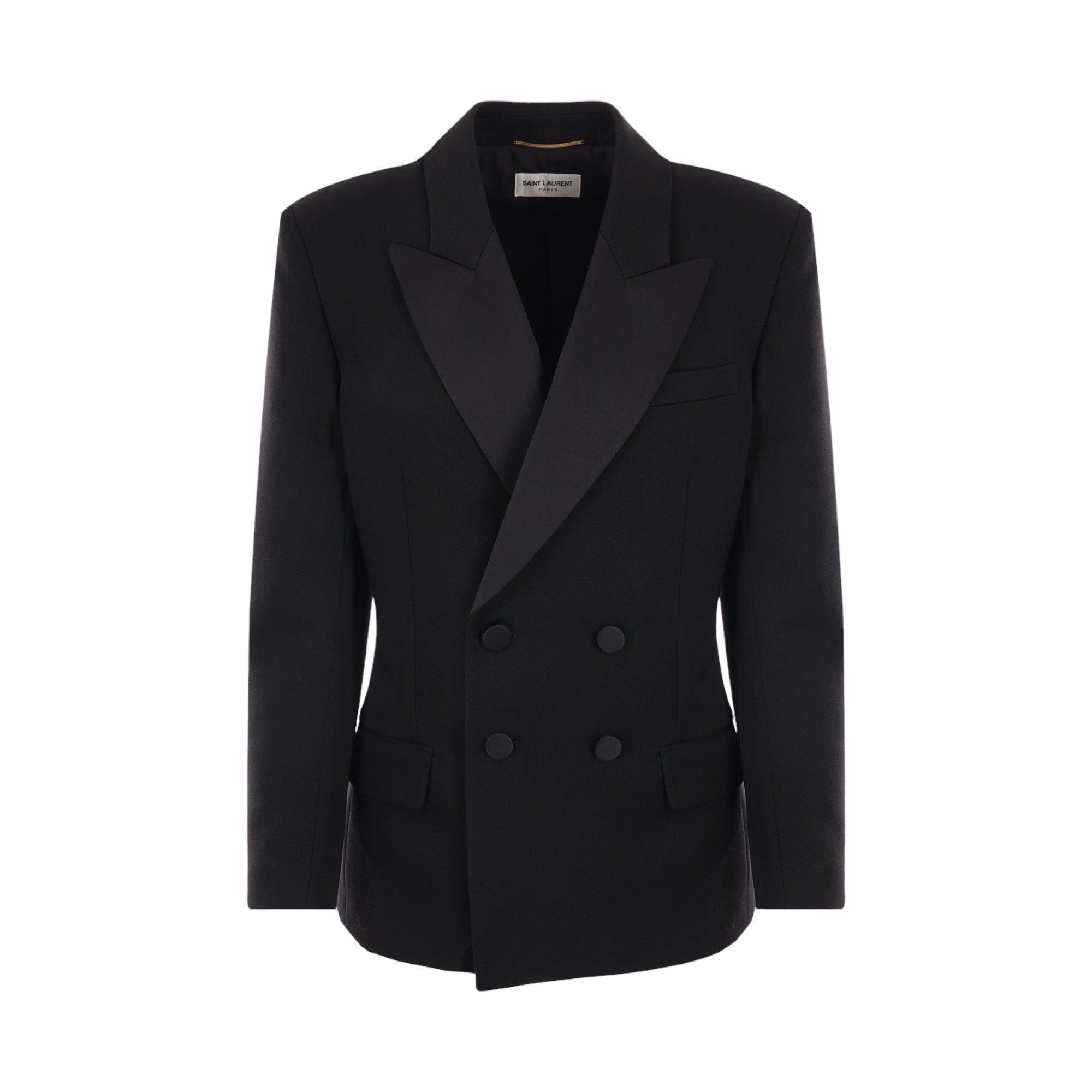 Single-breasted Grain De Poudre Tuxedo Jacket-SAINT LAURENT-JOHN JULIA