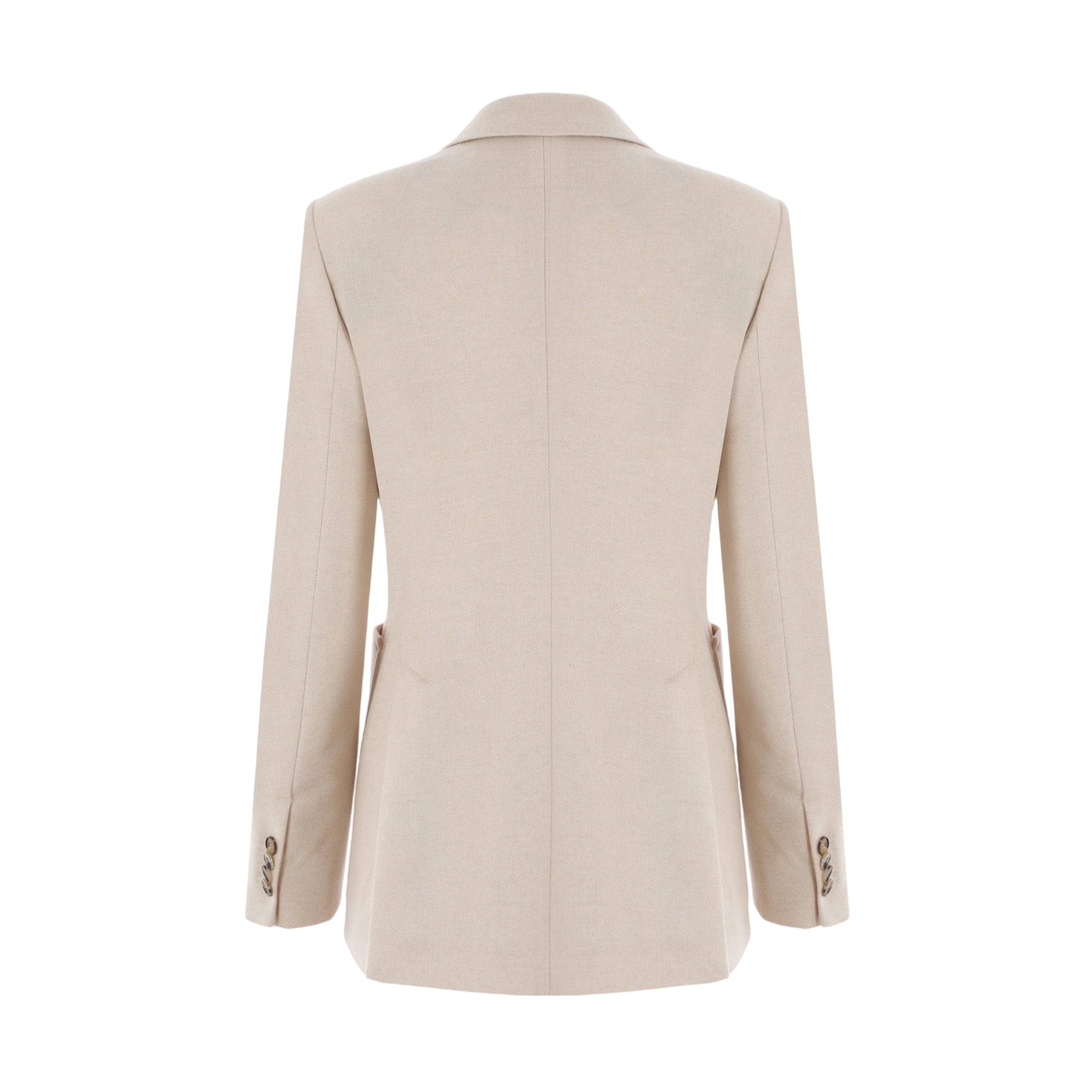 Single-breasted Herringbone Cashmere Jacket-MAX MARA-JOHN JULIA