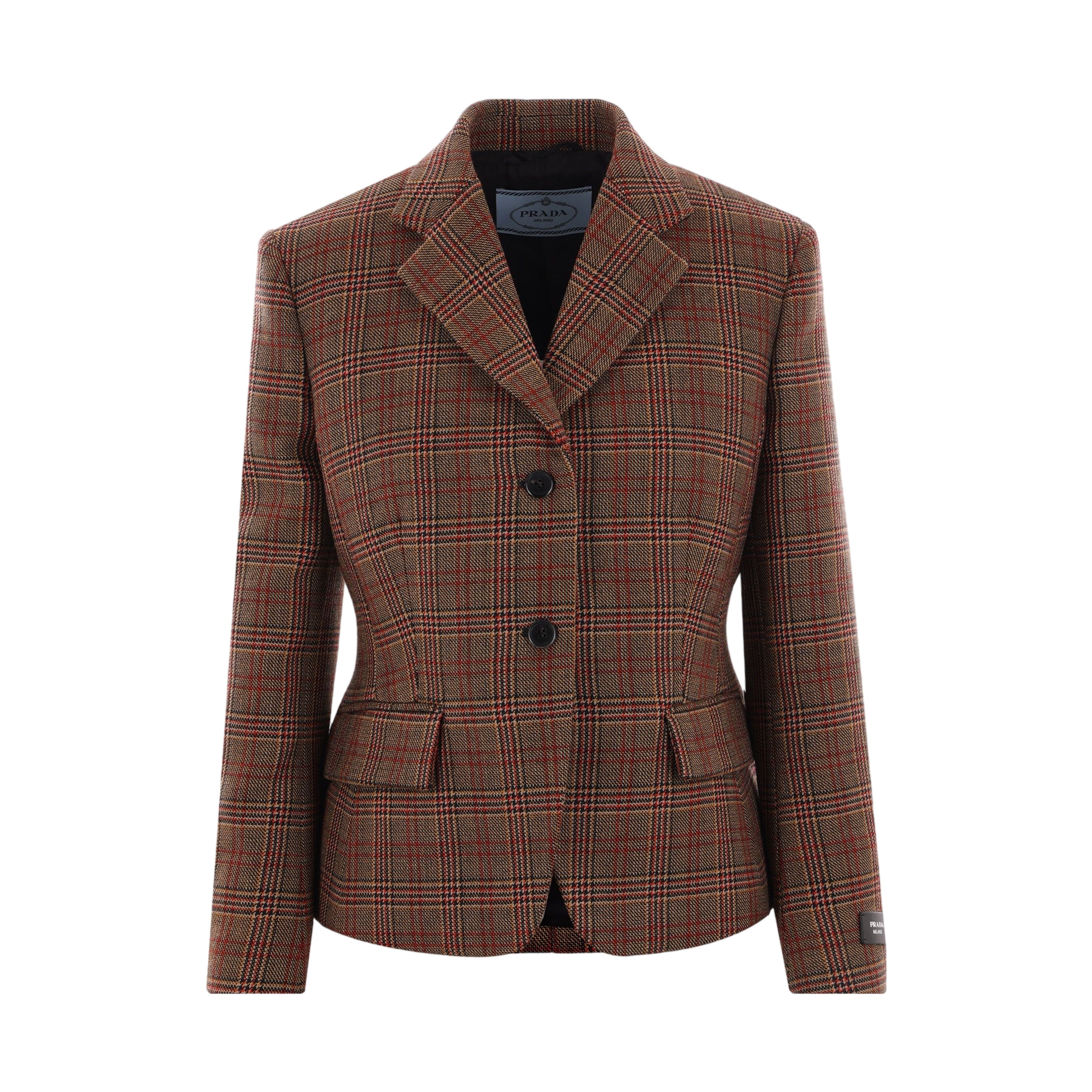 Single-breasted Prince Of Wales Wool Jacket-PRADA-JOHN JULIA