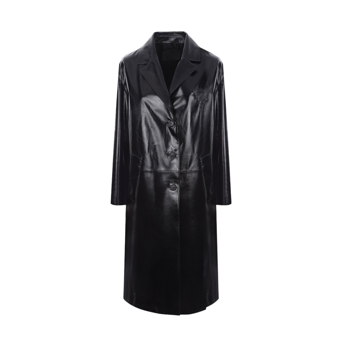 Single-breasted Shiny Nappa Coat-PRADA-JOHN JULIA