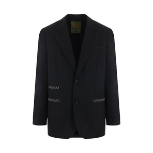 Single-breasted Twill Jacket-BOTTEGA VENETA-JOHN JULIA