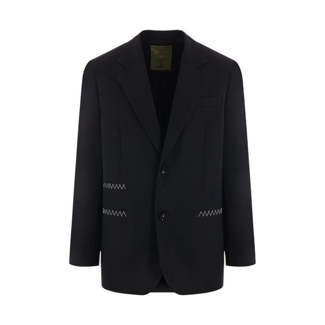 Single-breasted Twill Jacket-BOTTEGA VENETA-JOHN JULIA